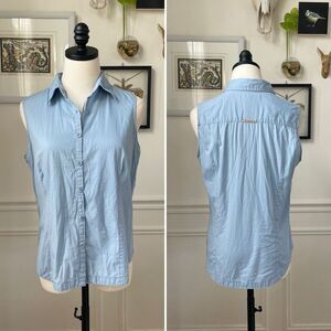 Columbia Sleeveless Button Down Shirt Blue Cotton M